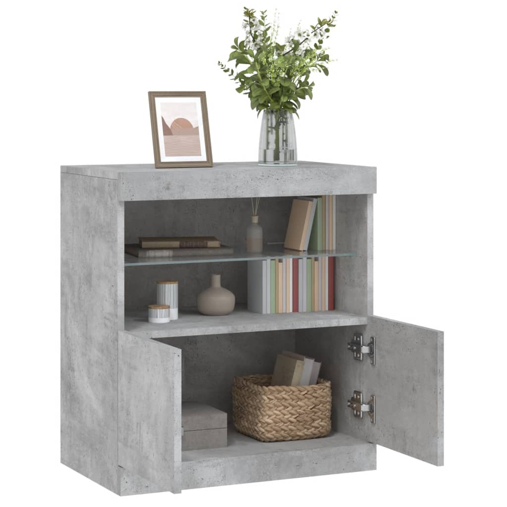 vidaXL Sideboard with LED Lights Concrete Grey 60x37x67 cm