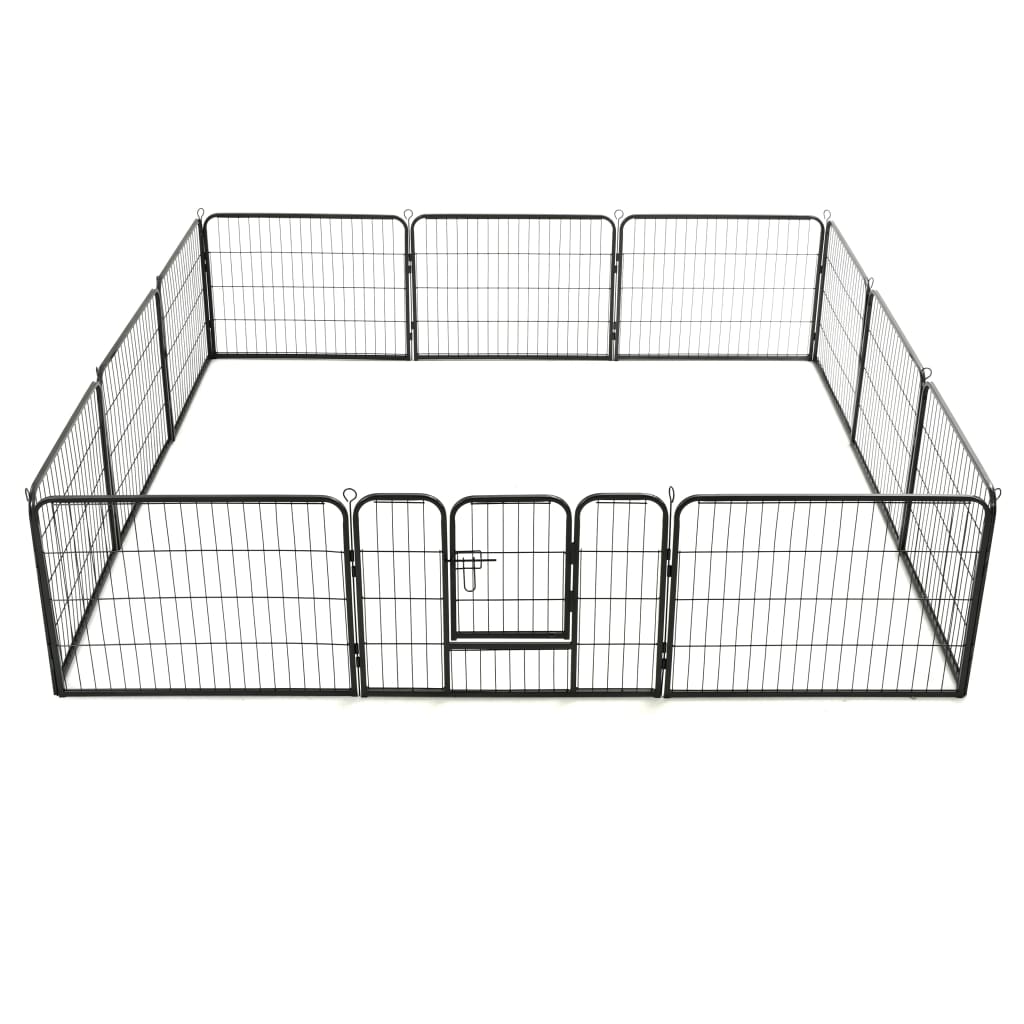 vidaXL Dog Playpen 12 Panels Steel 80x60 cm Black