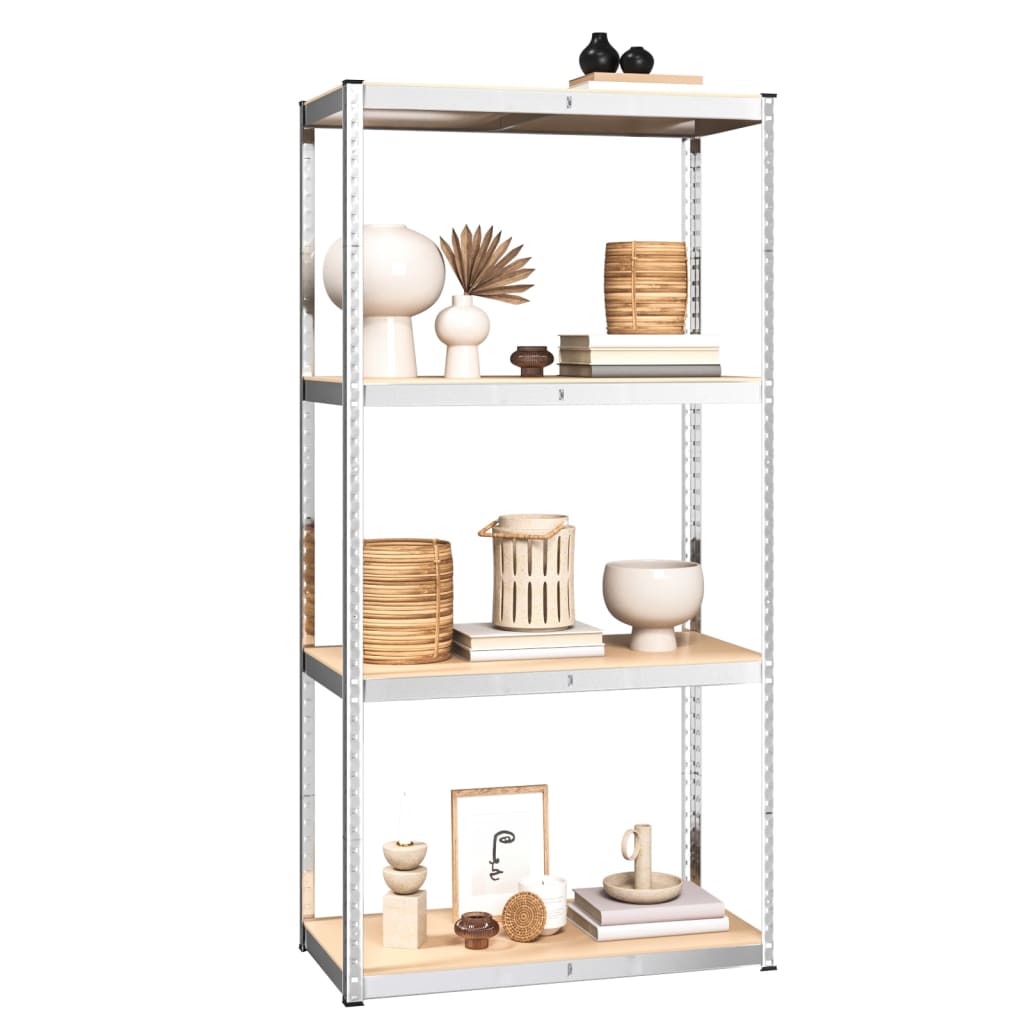 vidaXL 4-Layer Shelves 5 pcs Silver Steel&Engineered Wood