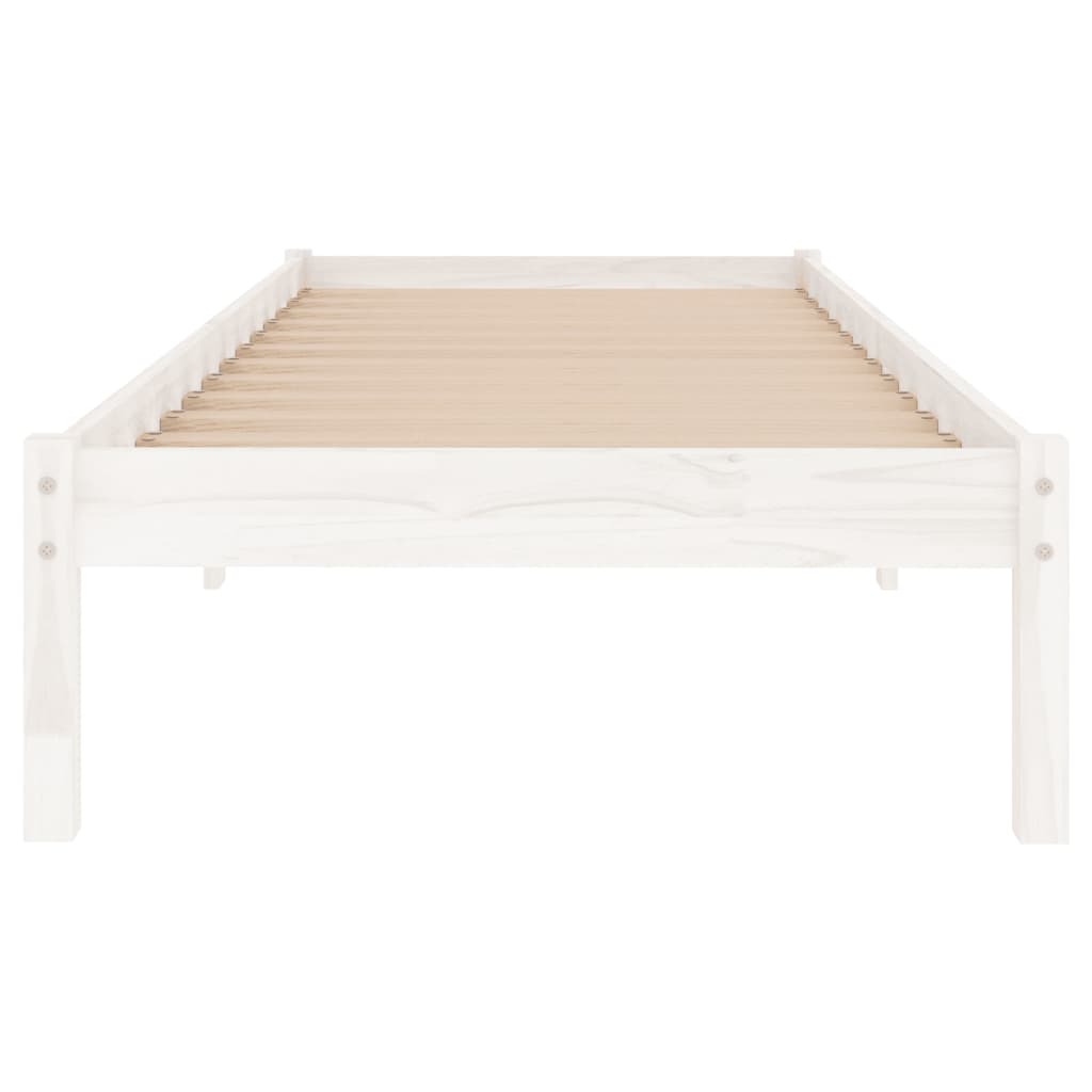 vidaXL Bed Frame without Mattress White Solid Wood Small Single