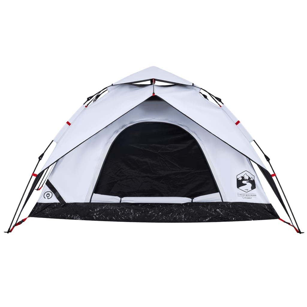 vidaXL Camping Tent Dome 5-Person White Blackout Fabric Quick Release