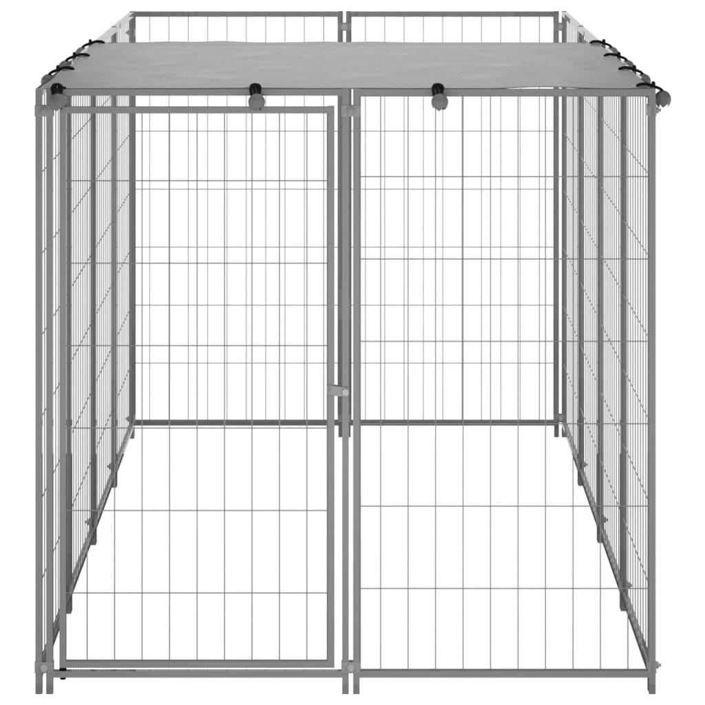 vidaXL Dog Kennel Silver 2.42 m² Steel