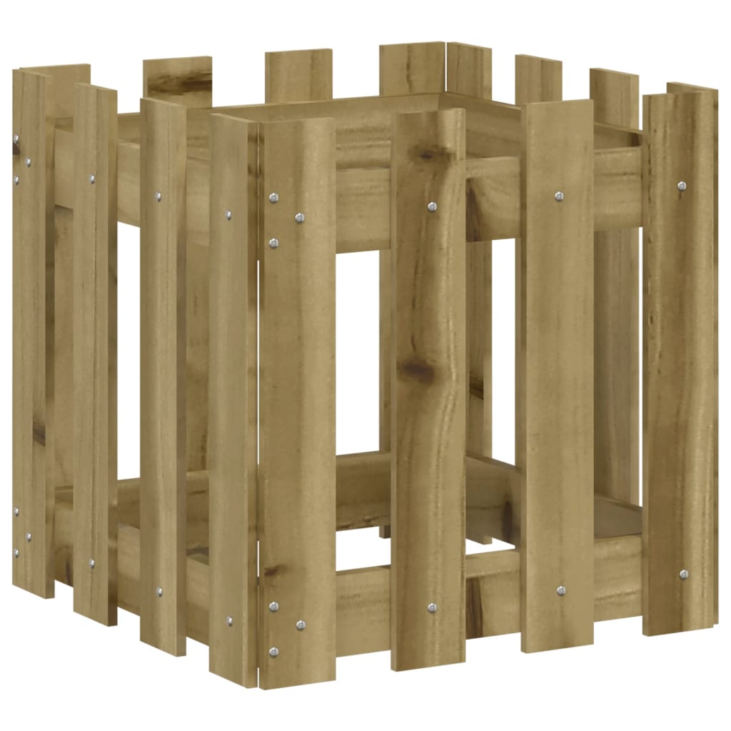 vidaXL Garden Planter with Fence Design 40x40x40 cm Impregnated Wood Pine