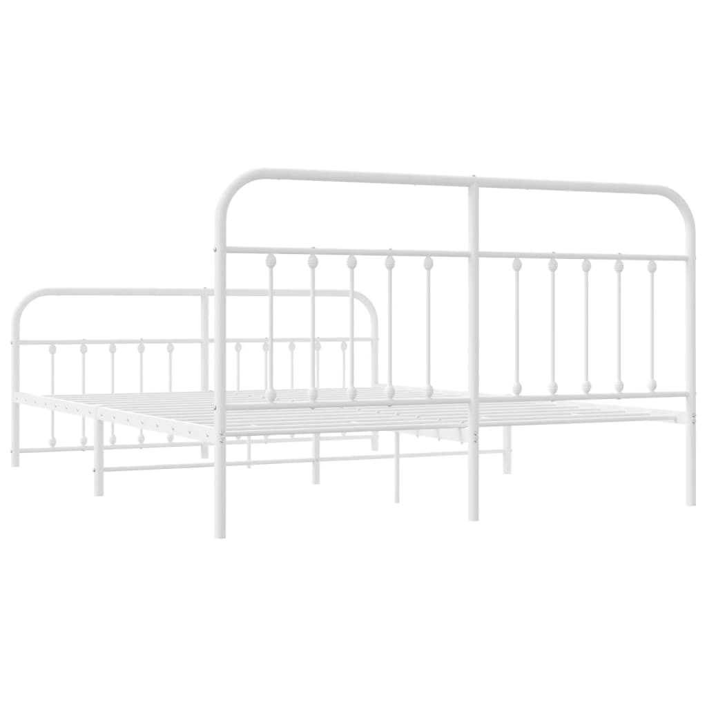 vidaXL Metal Bed Frame without Mattress with Footboard White 183x213 cm