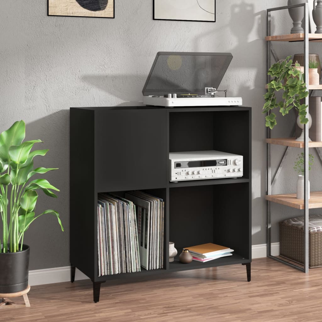 vidaXL Record Cabinet Black 84.5x38x89 cm Engineered Wood