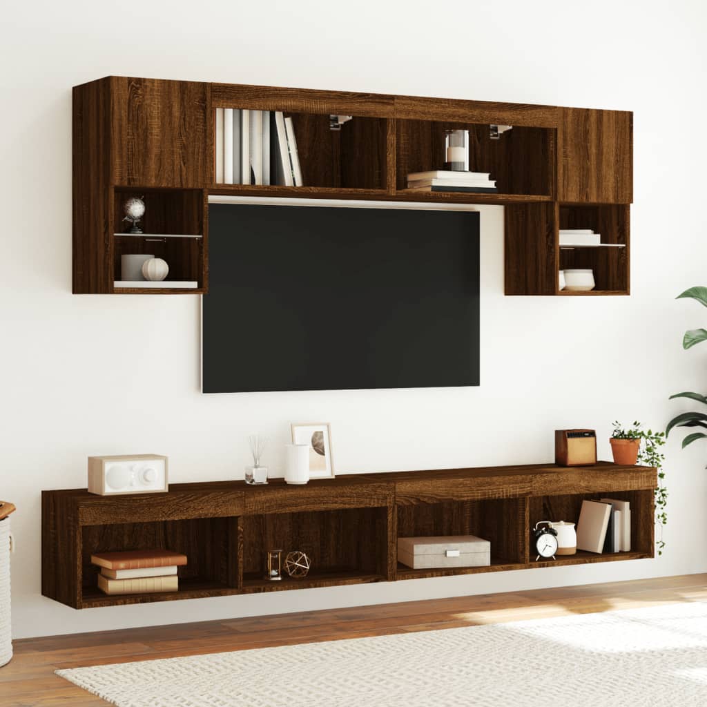 vidaXL TV Cabinet with LED Lights Brown Oak 100x30x30 cm