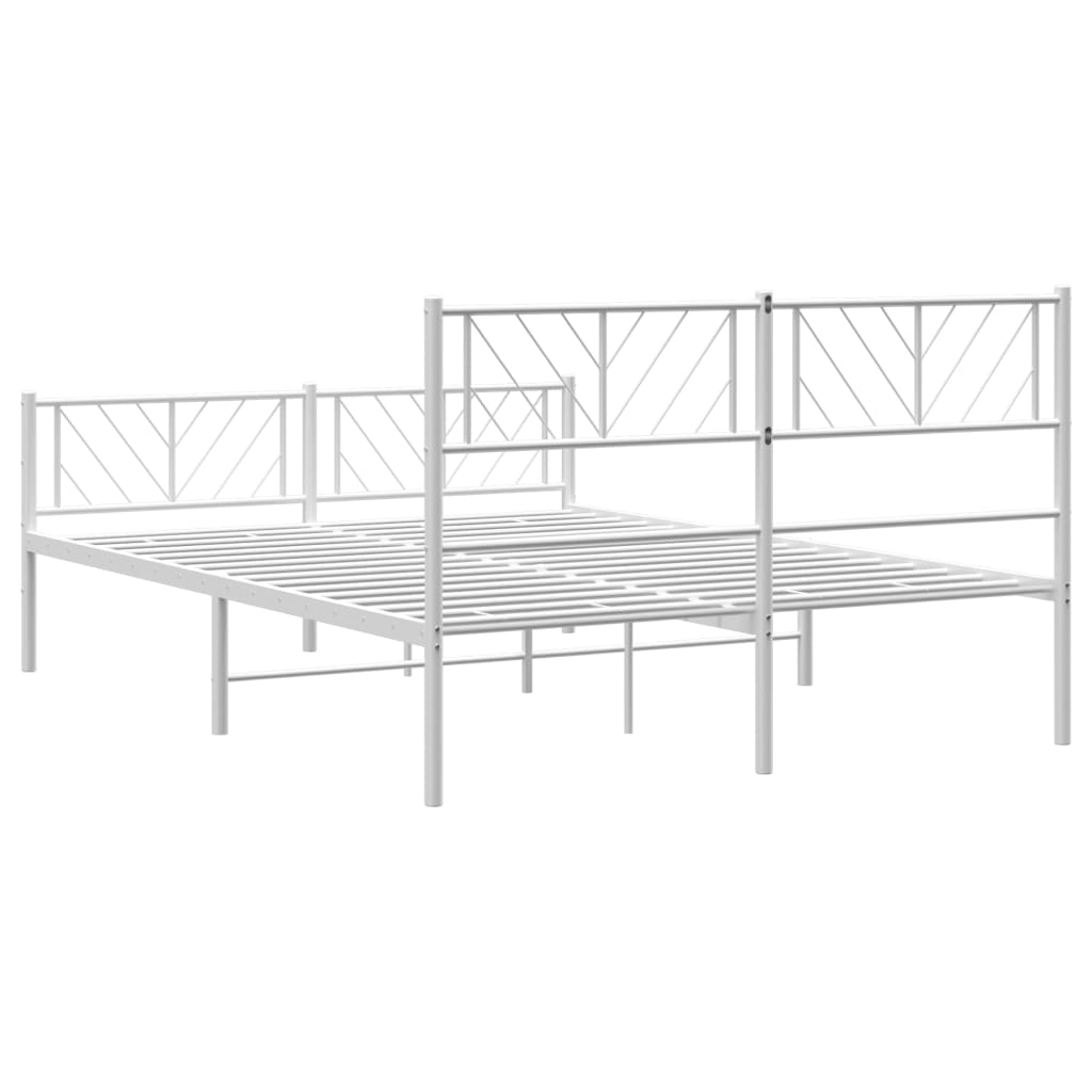 vidaXL Metal Bed Frame without Mattress with Footboard White 120x200 cm