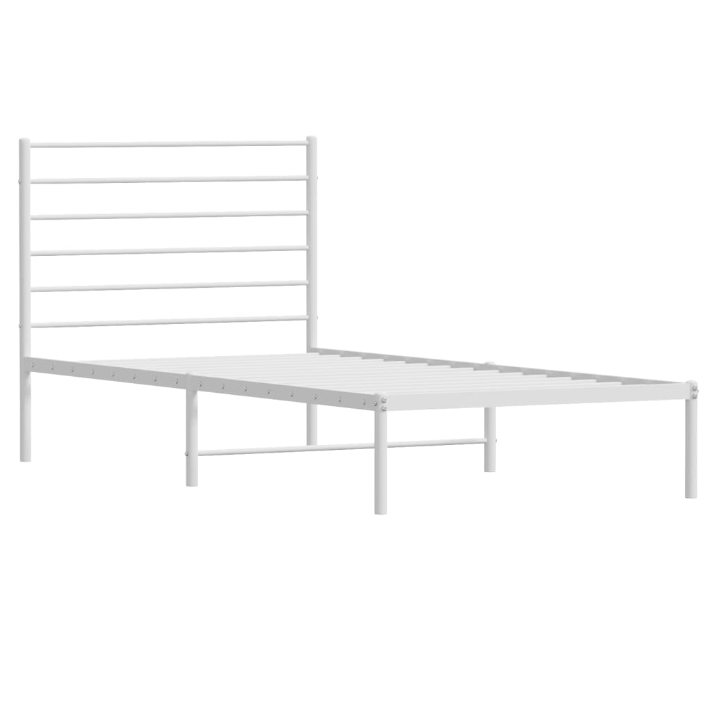 vidaXL Metal Bed Frame without Mattress with Headboard White 90x200 cm