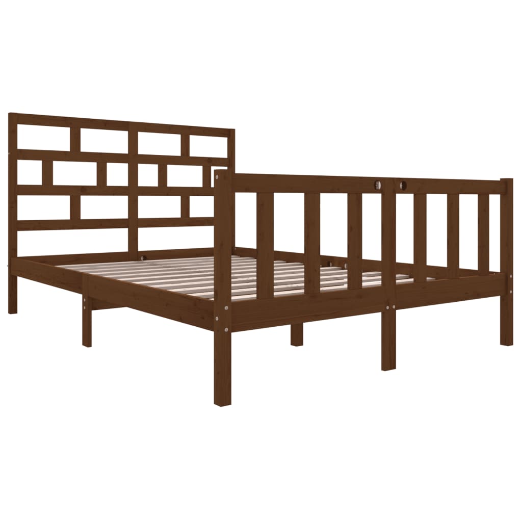 vidaXL Bed Frame without Mattress Honey Brown Solid Wood Pine King Size