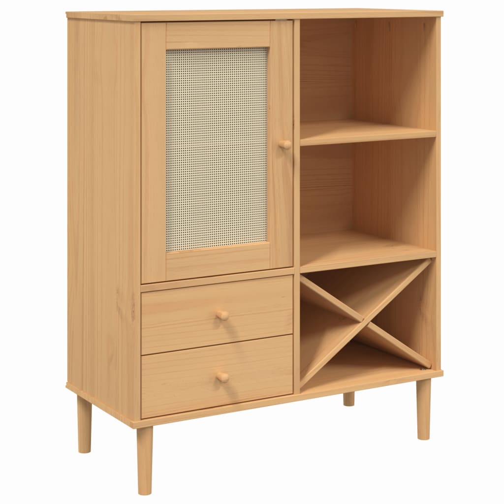 vidaXL Highboard SENJA Rattan Look Brown 90x40x112cm Solid Wood Pine