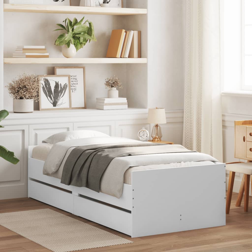 vidaXL Bed Frame without Mattress White 75x190 cm Small Single