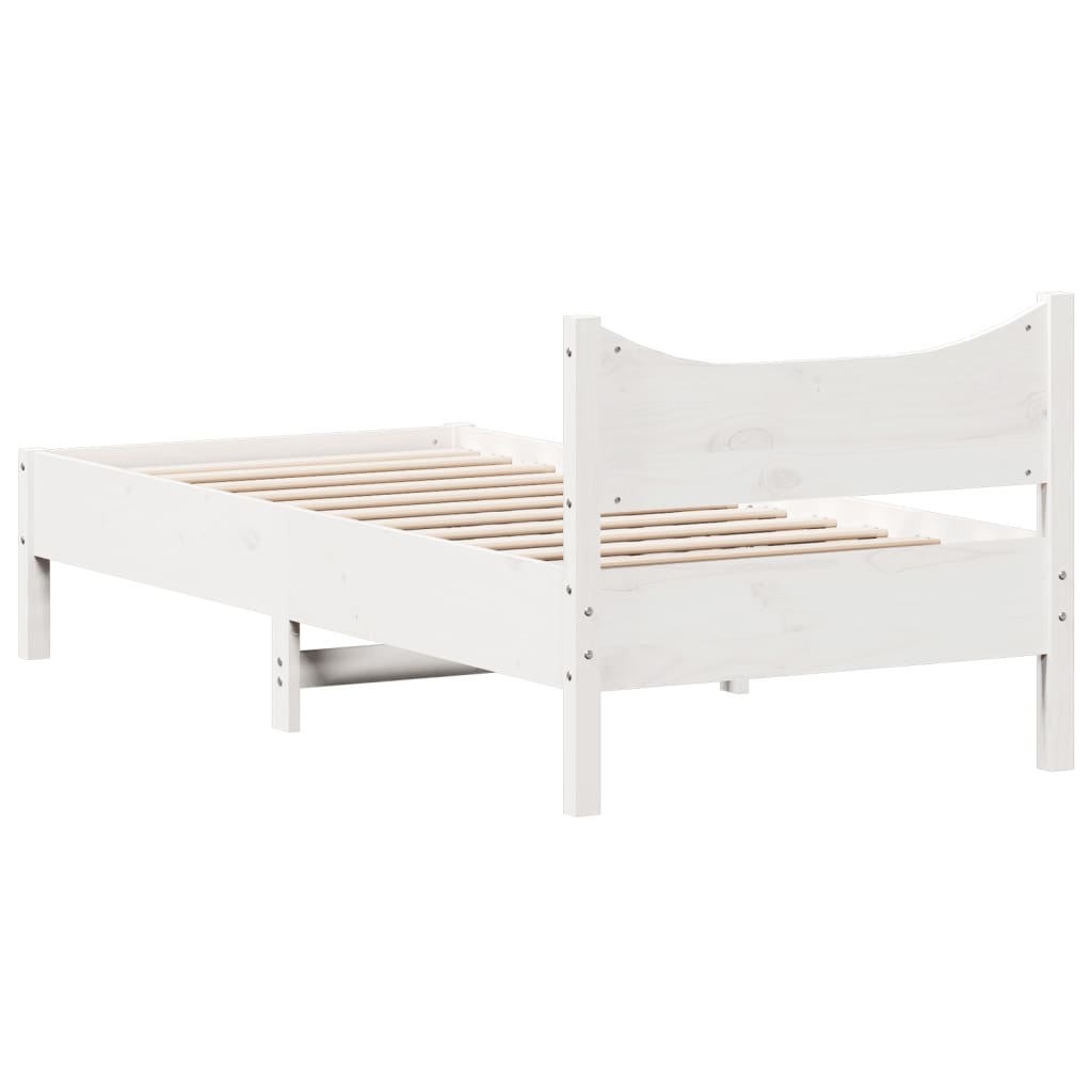 vidaXL Bed Frame without Mattress White 75x190 cm Small Single Solid Wood Pine