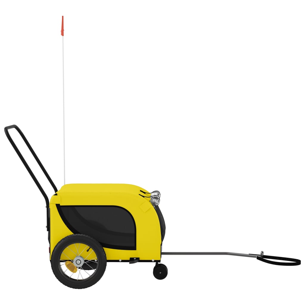 vidaXL Pet Bike Trailer Yellow and Black Oxford Fabric and Iron