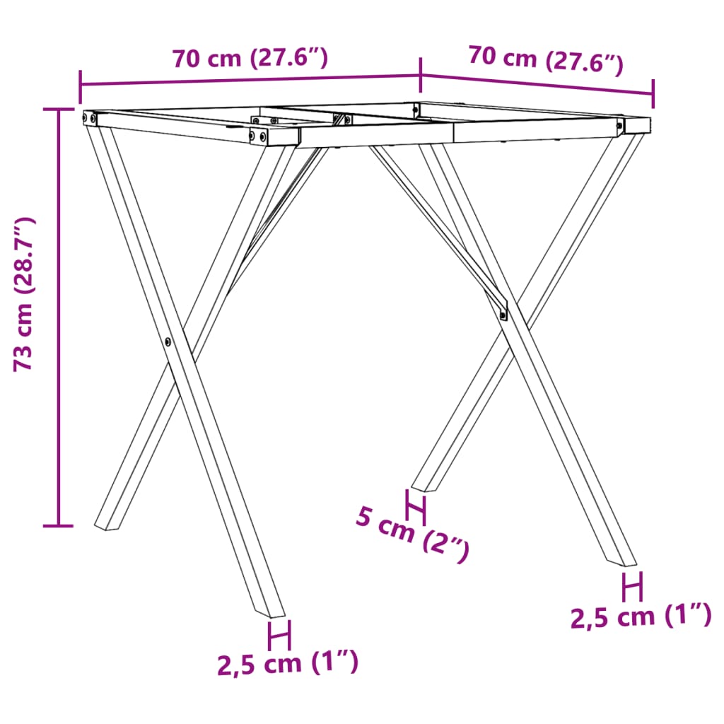 vidaXL Dining Table Legs X-Frame 70x70x73 cm Cast Iron