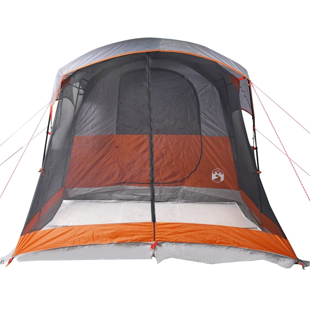 vidaXL Family Tent Tunnel 8-Person Grey and Orange Waterproof