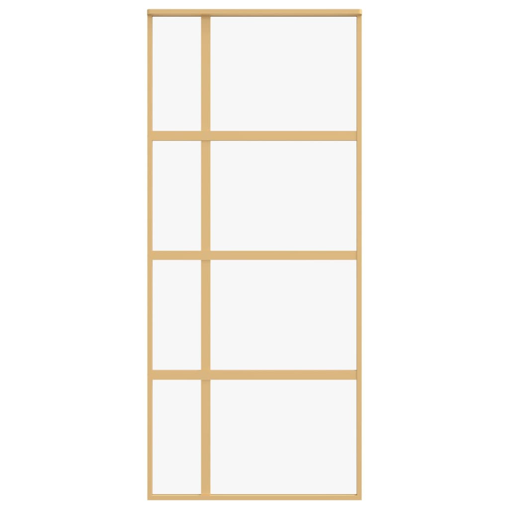 vidaXL Sliding Door Gold 90x205 cm Clear ESG Glass and Aluminium