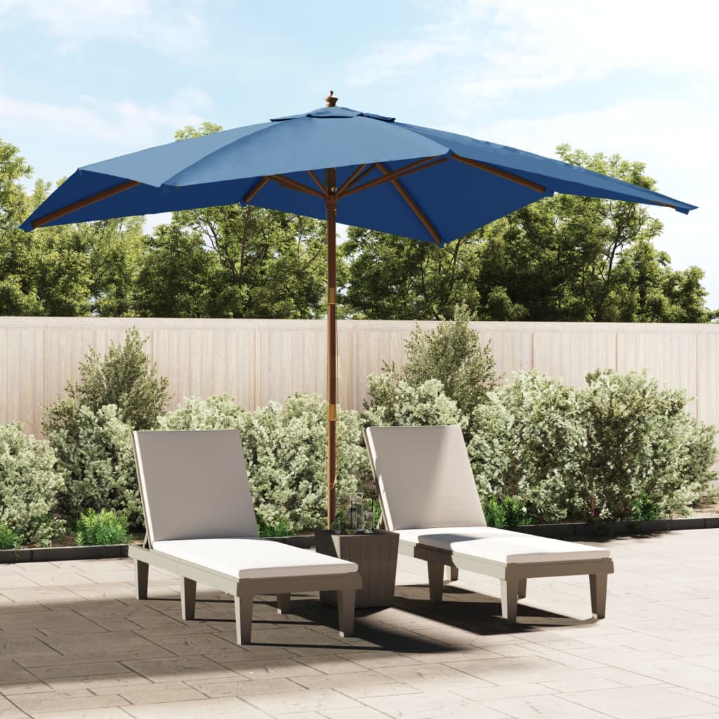 vidaXL Garden Parasol with Wooden Pole Azure Blue 300x300x273 cm