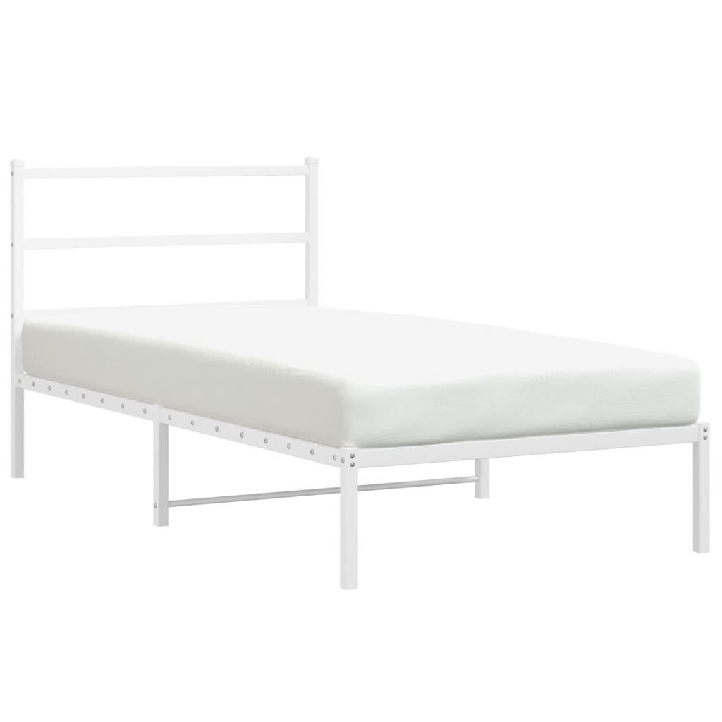 vidaXL Metal Bed Frame without Mattress with Headboard White 100x200 cm