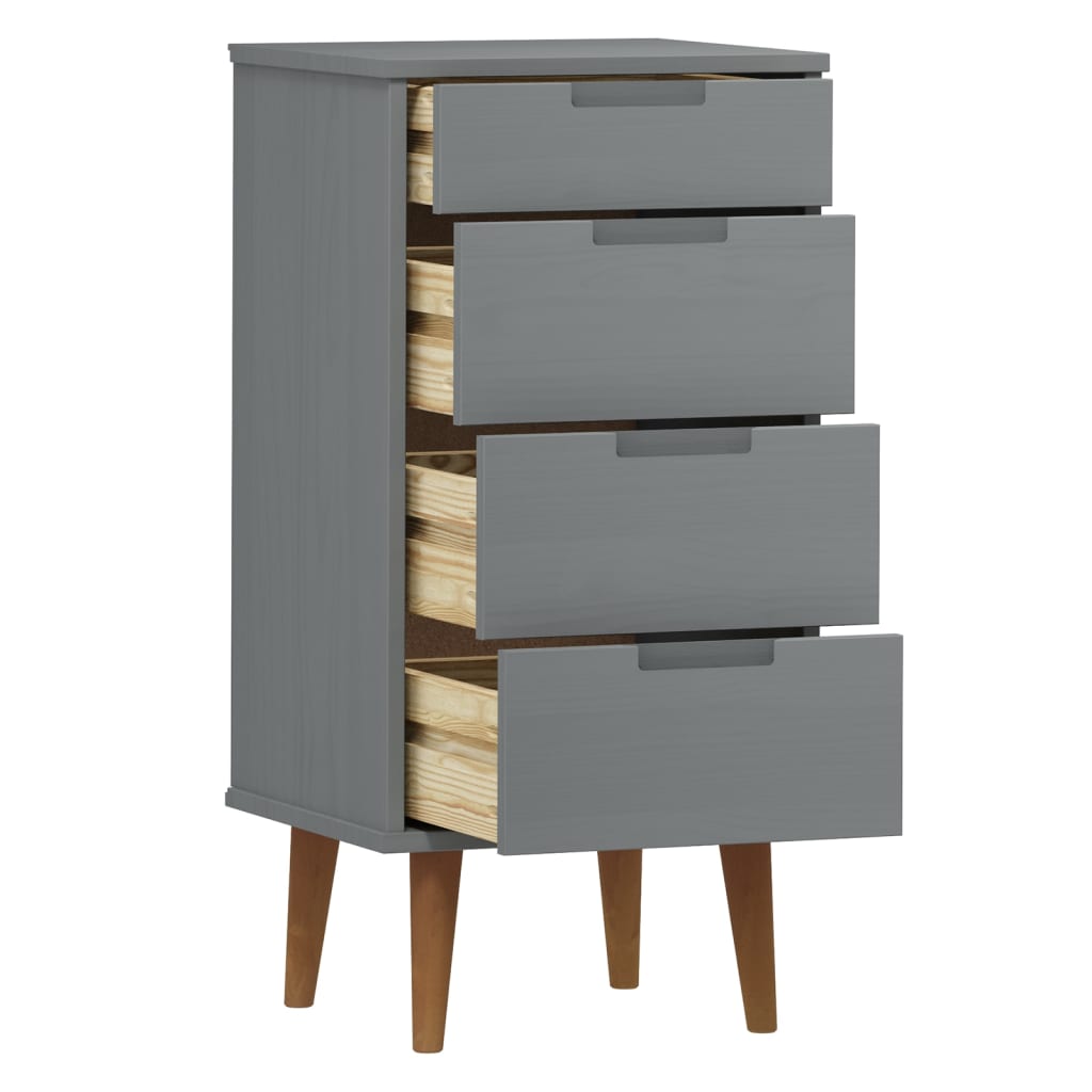 vidaXL Drawer Cabinet MOLDE Grey 40x35x82 cm Solid Wood Pine