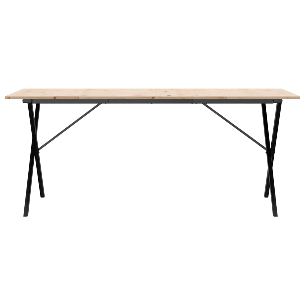 vidaXL Dining Table X-Frame 180x90x75 cm Solid Wood Pine and Cast Iron