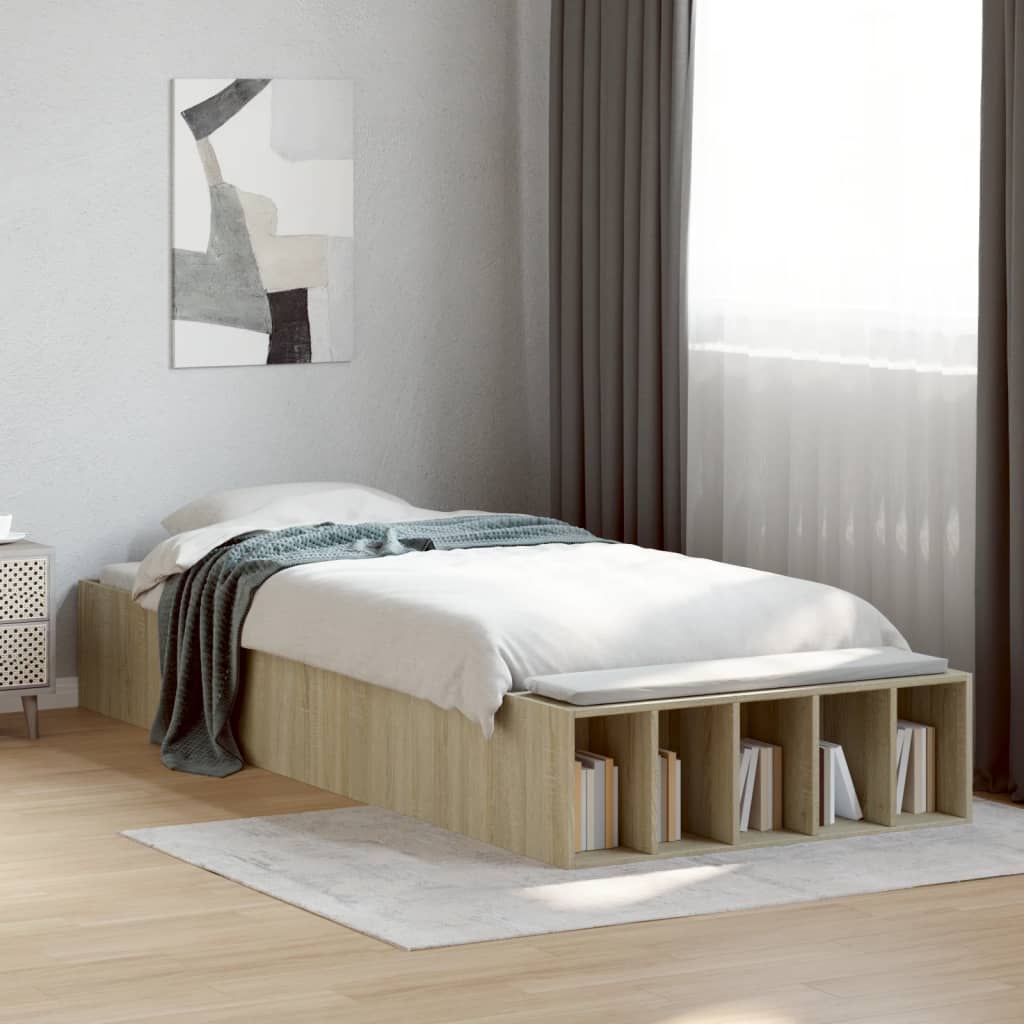 vidaXL Bed Frame without Mattress Sonoma Oak 75x190 cm Small Single