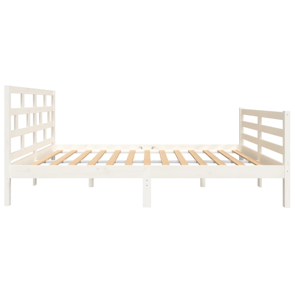 vidaXL Bed Frame without Mattress White Solid Wood 120x200 cm (810426+814185)