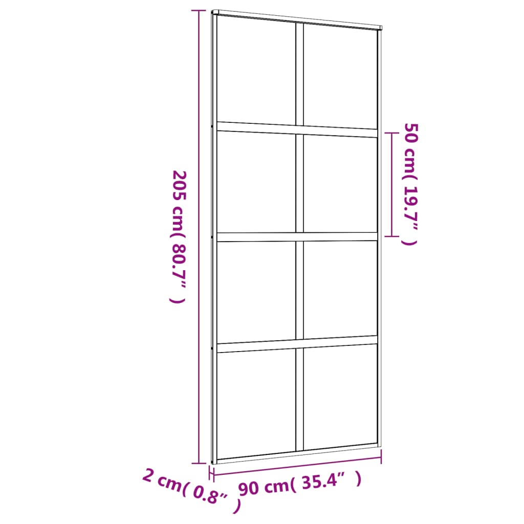 vidaXL Sliding Door Gold 90x205 cm Frosted ESG Glass and Aluminium