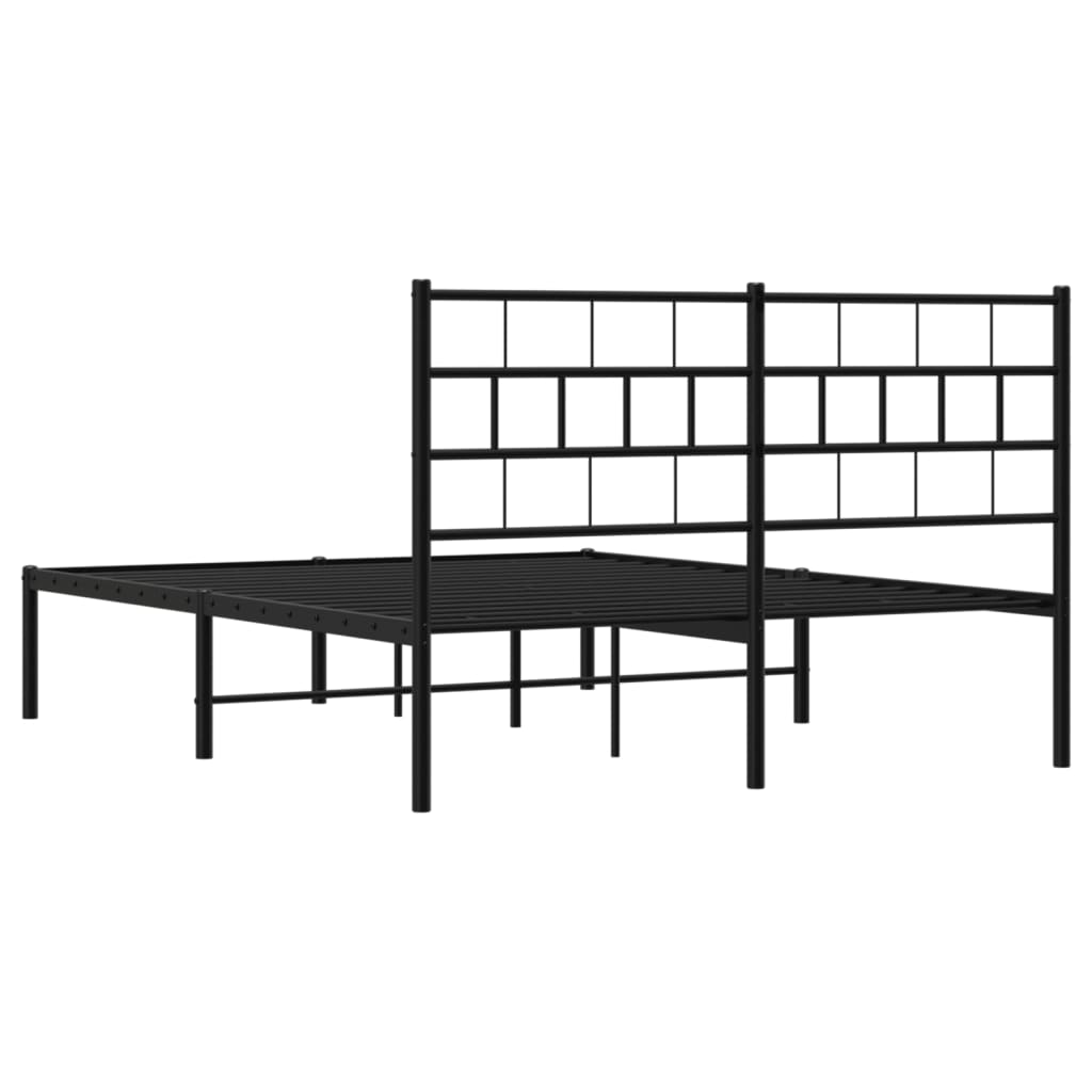 vidaXL Metal Bed Frame without Mattress with Headboard Black 140x200 cm