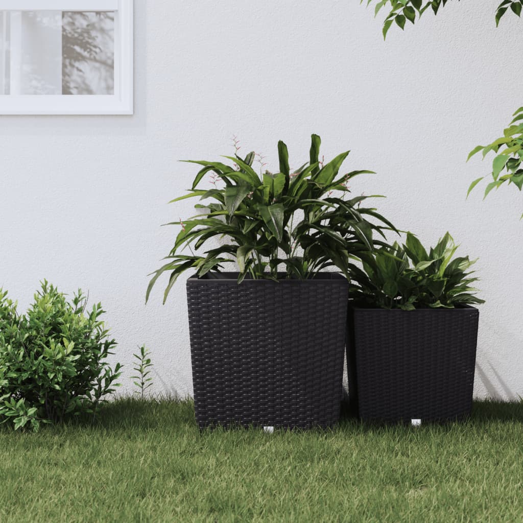 vidaXL Planter with Removable Inner Anthracite 37 / 64 L PP Rattan