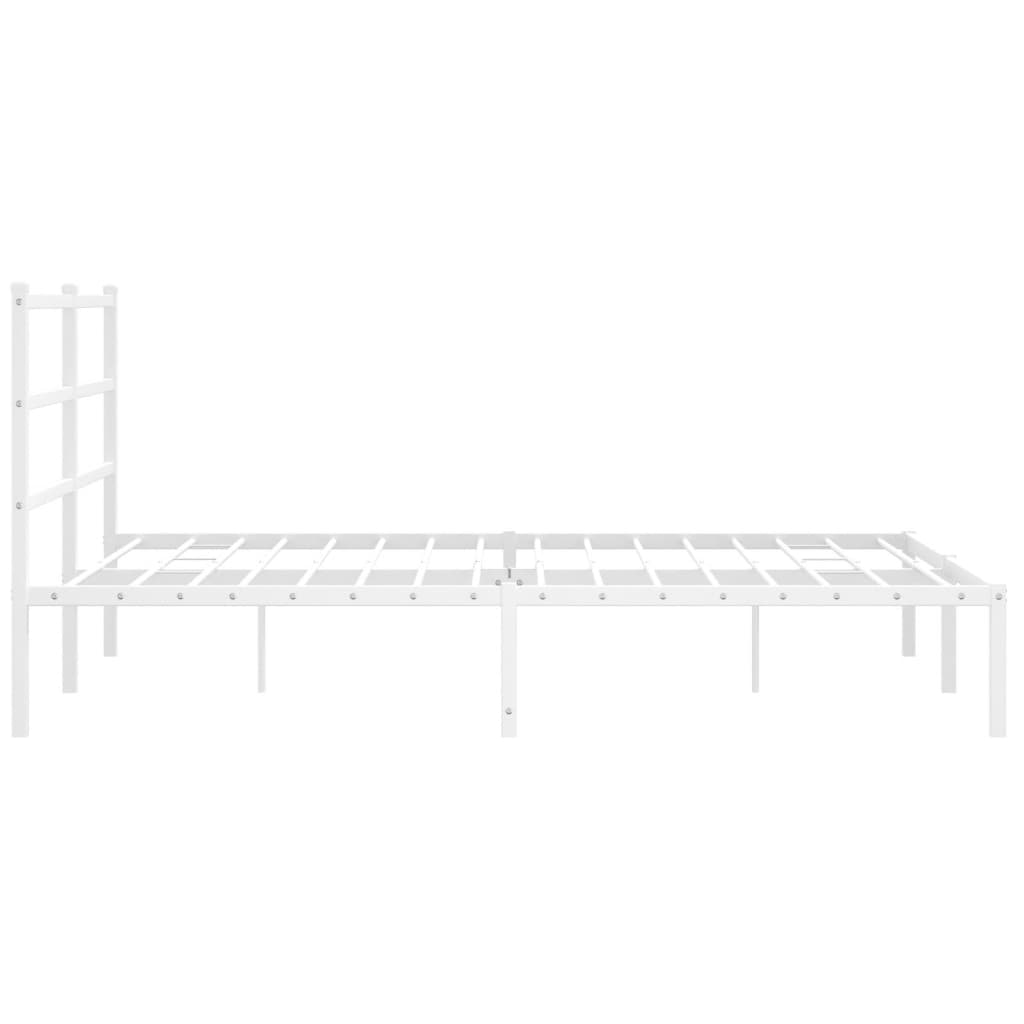 vidaXL Metal Bed Frame without Mattress with Headboard White 150x200 cm King Size