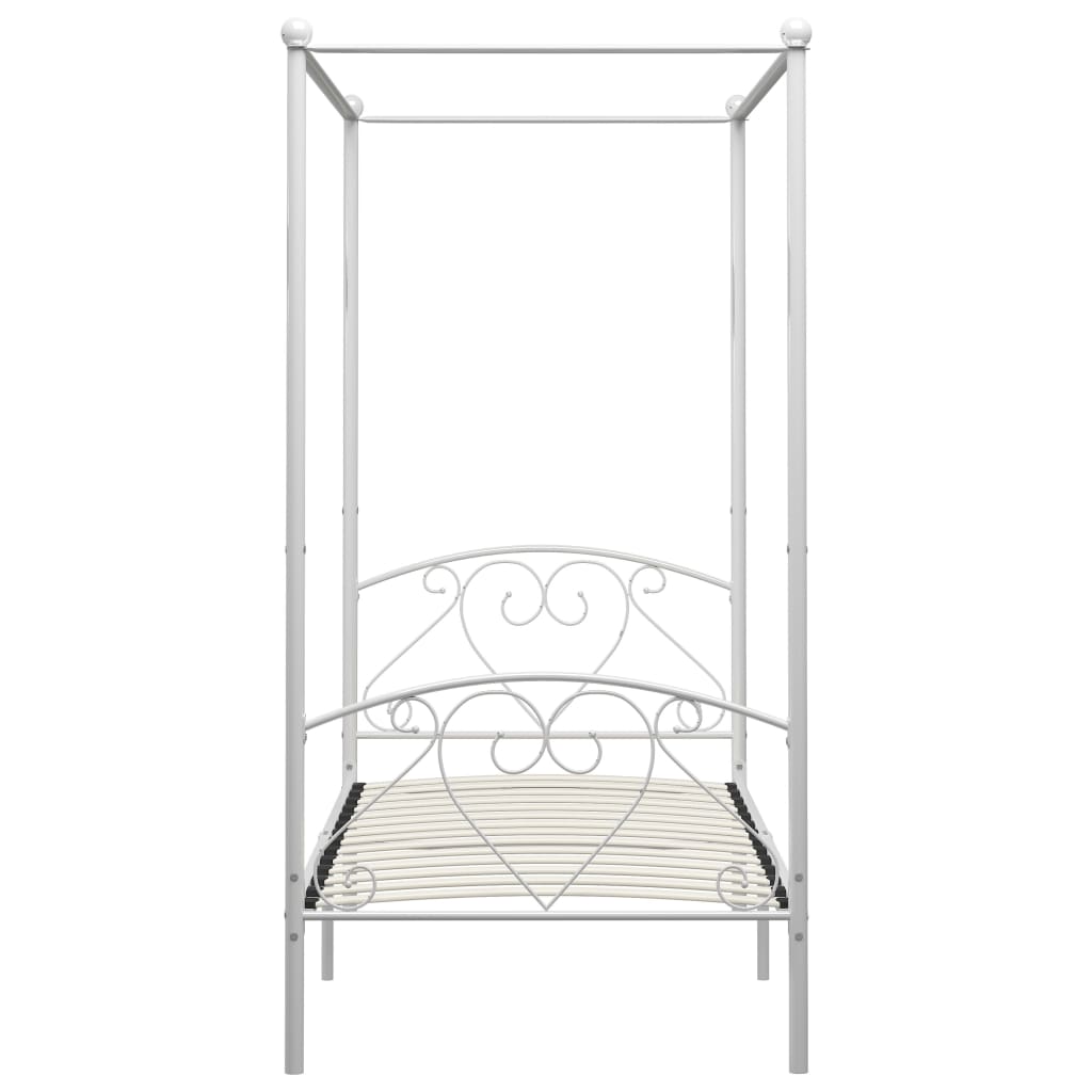 vidaXL Canopy Bed Frame without Mattress White Metal 120x200 cm