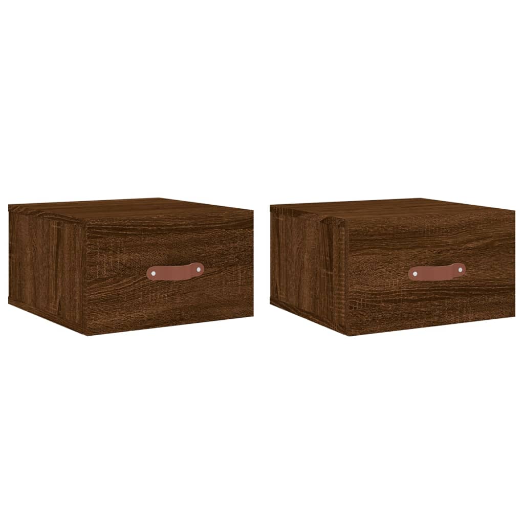 vidaXL Wall-mounted Bedside Cabinets 2 pcs Brown Oak 35x35x20 cm