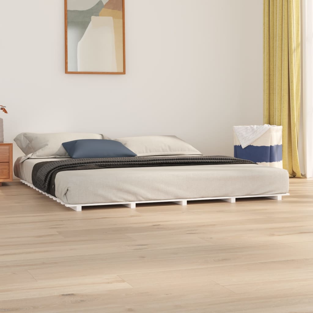 vidaXL Bed Frame without Mattress White 180x200 cm Super King Solid Wood Pine