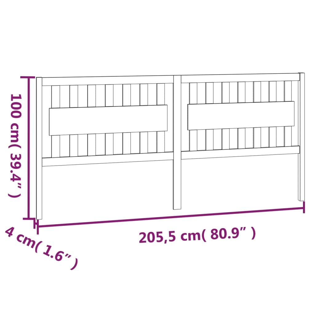 vidaXL Bed Headboard Honey Brown 205.5x4x100 cm Solid Wood Pine