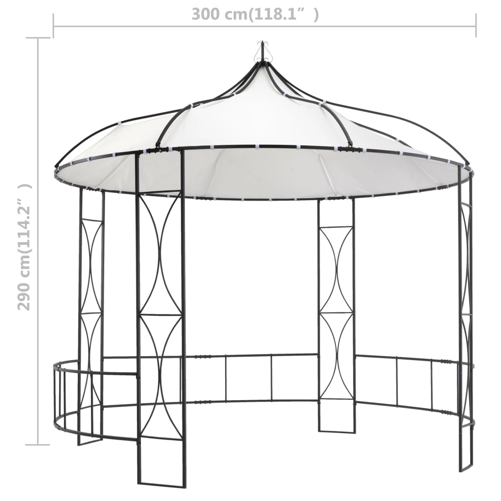 vidaXL Gazebo 300x290 cm White Round