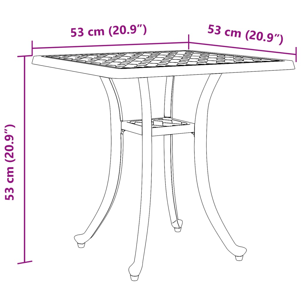 vidaXL Garden Table White 53x53x53 cm Cast Aluminium