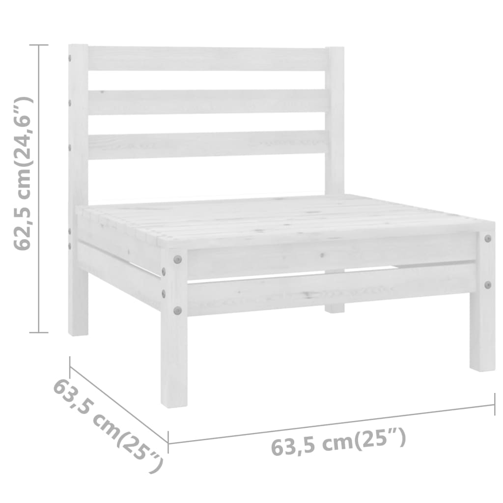 vidaXL 3 Piece Garden Lounge Set Solid Pinewood White