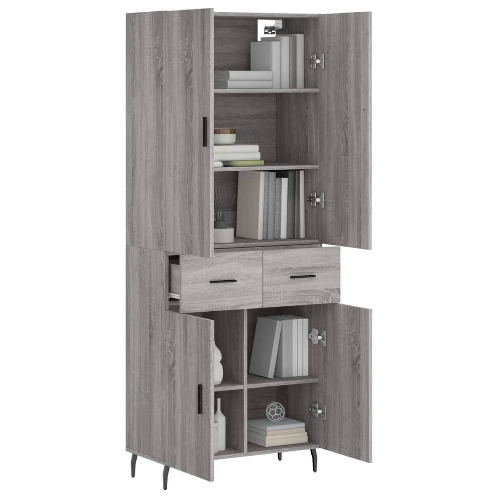 vidaXL Highboard Grey Sonoma 69.5x34x180 cm Engineered Wood