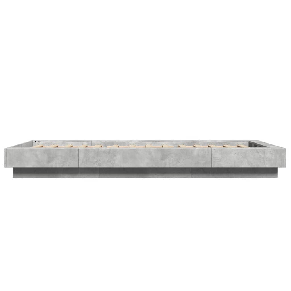 vidaXL Bed Frame with LED Lights Concrete Grey 100x200cm Engineered Wood