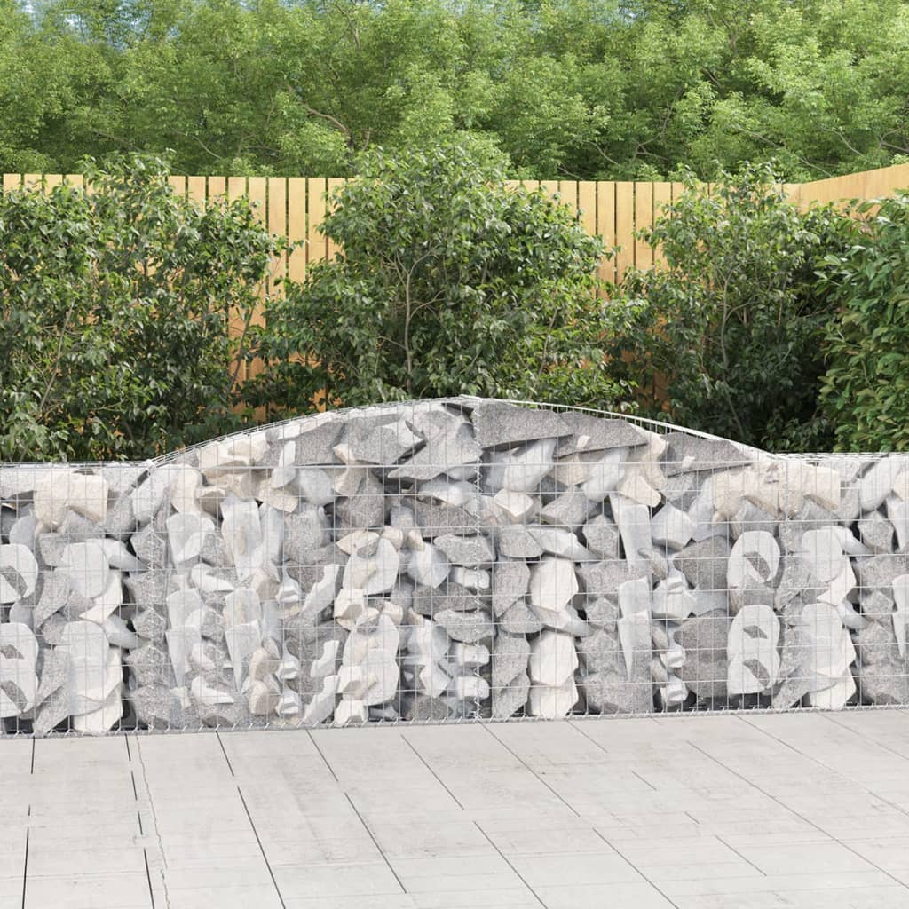 vidaXL Arched Gabion Baskets 5 pcs 400x30x80/100 cm Galvanised Iron