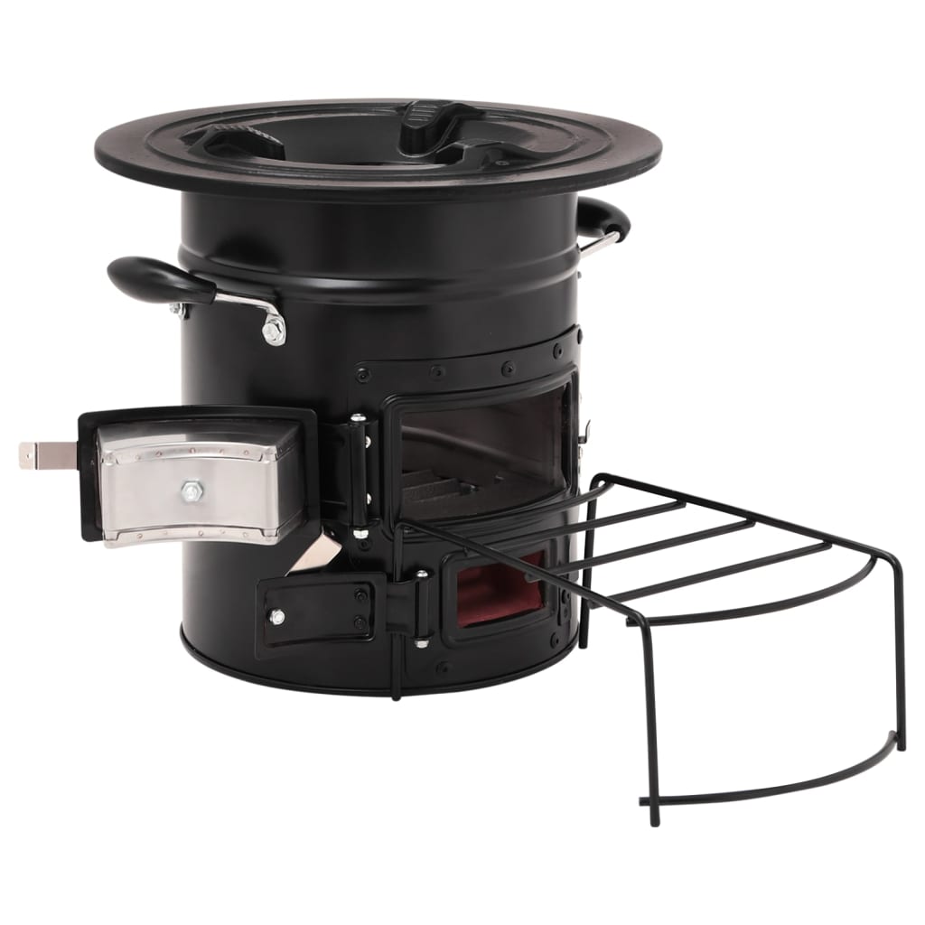 vidaXL Camping Wood Stove Black 50x33.5x30.5 cm Steel