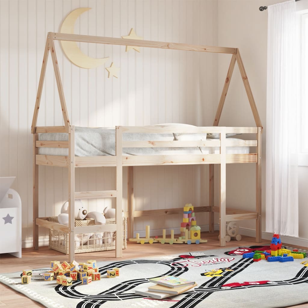 vidaXL Loft Bed with Ladder and Roof without Mattress 80x200 cm