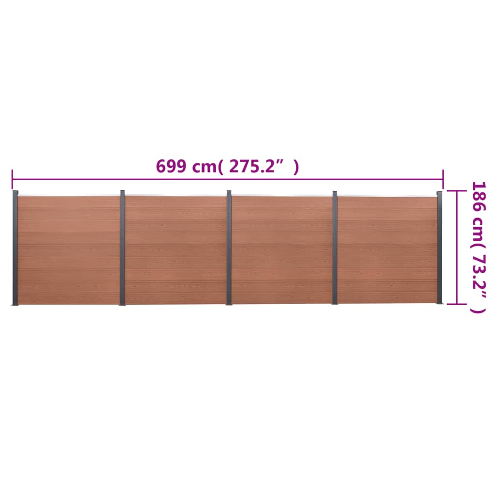 vidaXL Fence Panel Set Brown 699x186 cm WPC