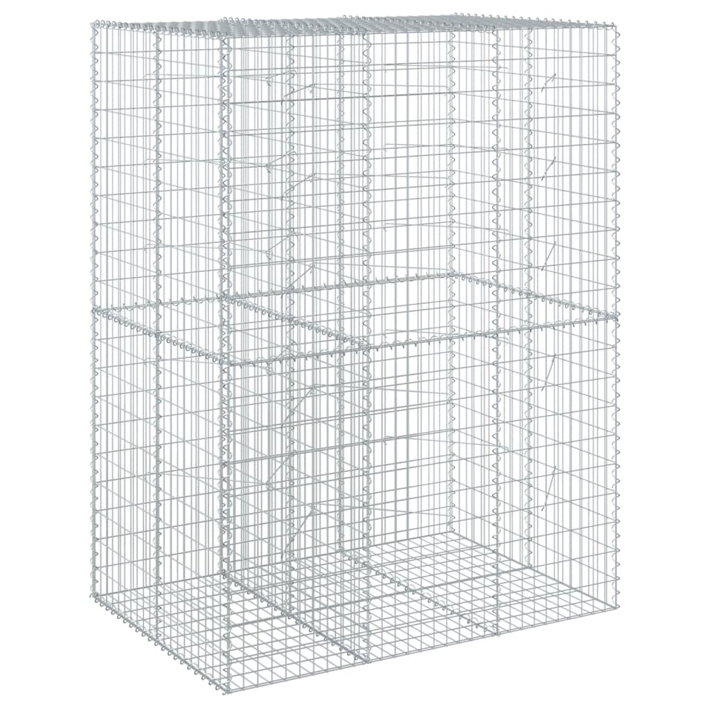 vidaXL Gabion Basket with Cover 150x100x200 cm Galvanised Iron