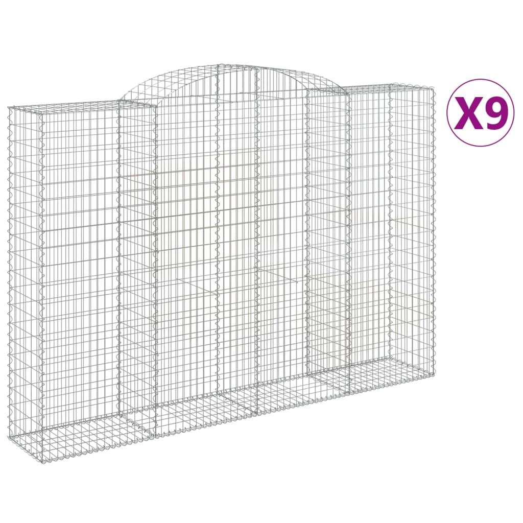 vidaXL Arched Gabion Baskets 9 pcs 300x50x200/220 cm Galvanised Iron