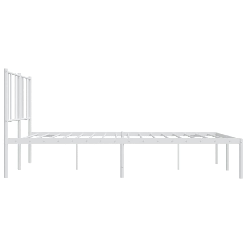 vidaXL Metal Bed Frame without Mattress with Headboard White 183x213 cm