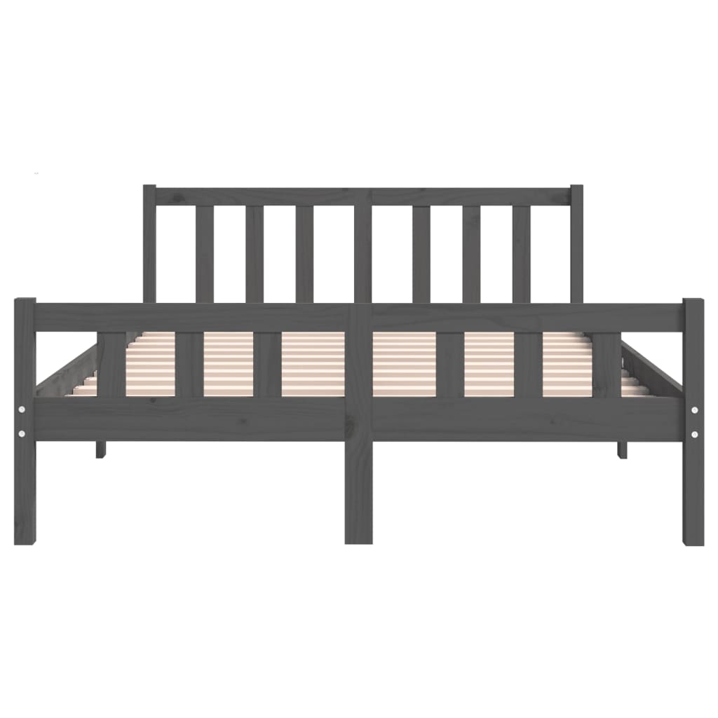 vidaXL Bed Frame without Mattress Grey Solid Wood 140x190 cm