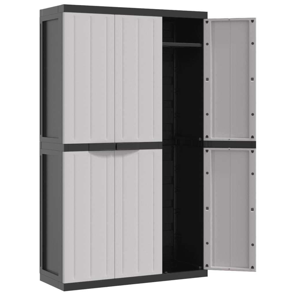 vidaXL Outdoor Storage Cabinet Grey and Black 97x37x165 cm PP