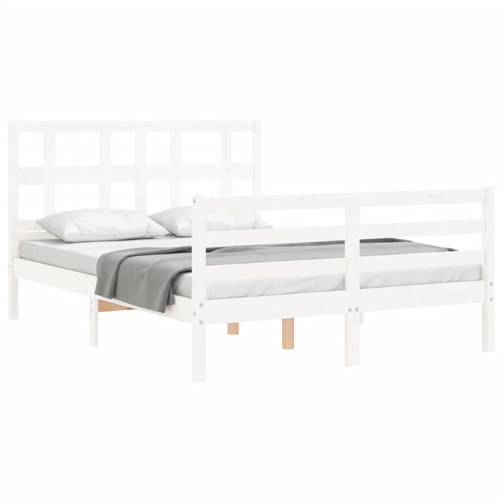 vidaXL Bed Frame without Mattress White 140x190 cm Solid Wood