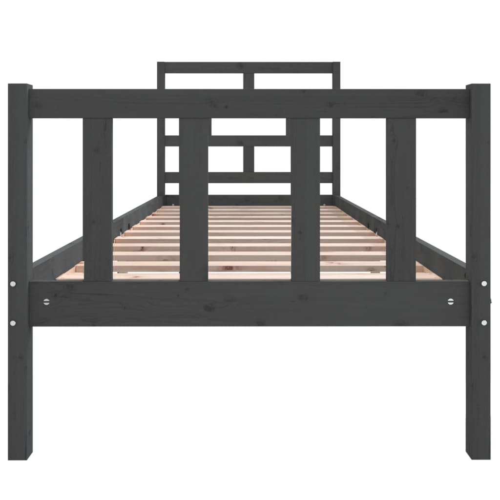vidaXL Bed Frame Grey Solid Wood Pine 75x190 cm Small Single